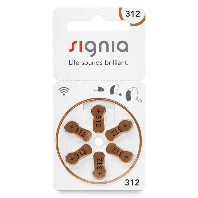 Signia size 312 Hearing Aid Batteries | 1 Packet (6 Batteries)